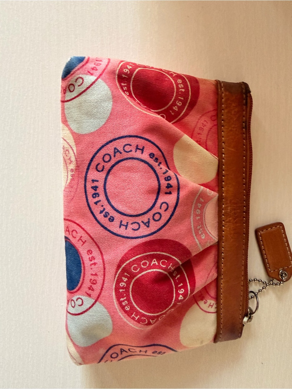 Coach Leah Polka Dot Passport Stamp Wristlet from the late 2000s/Y2K era.